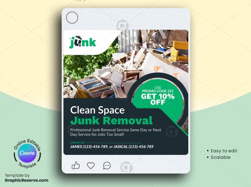 Clean Space Junk Removal Canva Social Media Banner