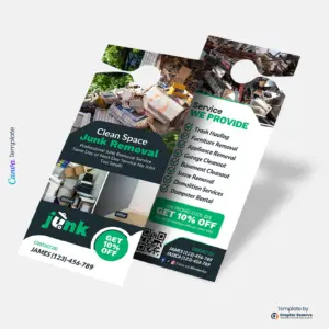 Junk Removal Door Hanger Editable Design for Clean Space