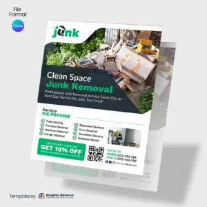 Clean Space Junk Removal Flyer Canva Template