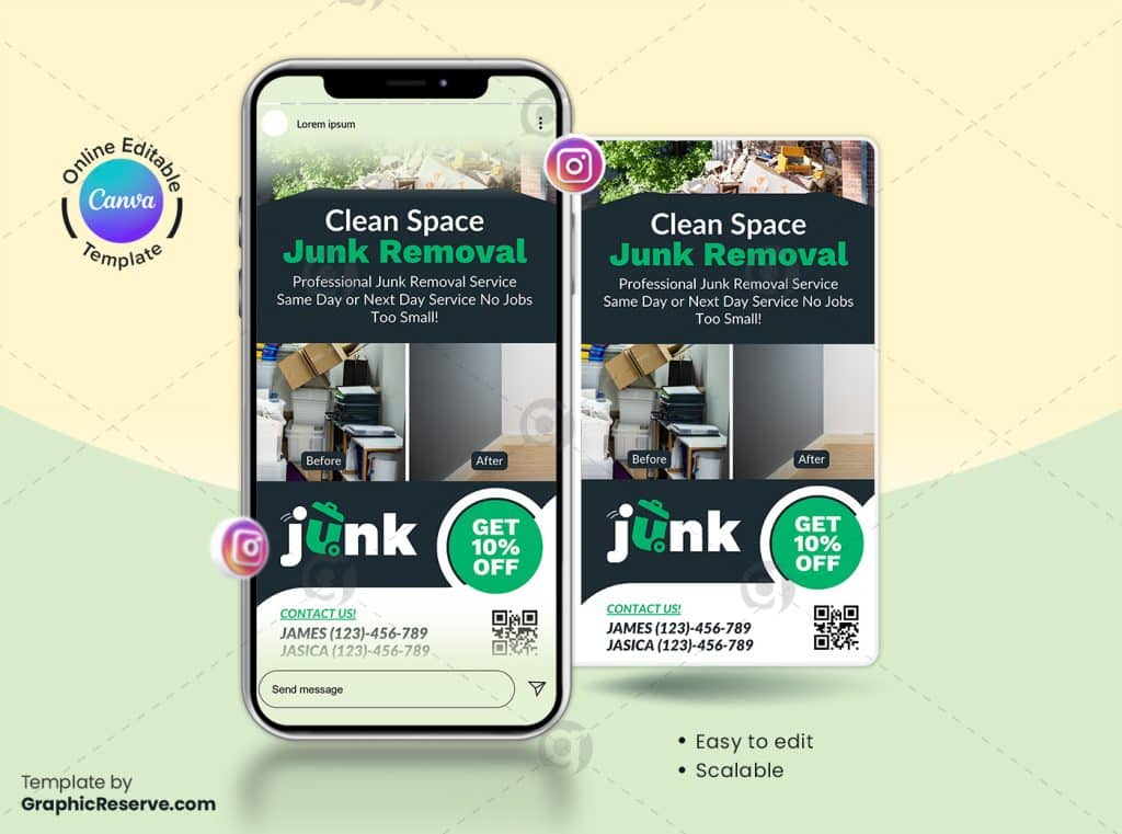 Clean Space Junk Removal Instagram Story Banner Canva File