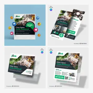 Clean Space Junk Removal Marketing Material Canva Design Bundle