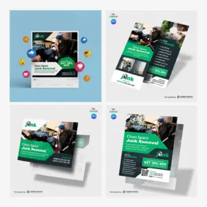 Clean Space Junk Removal Marketing Material Canva Template Bundle