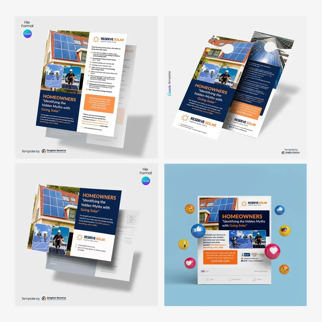 Customizable Solar Marketing Materials Canva Template Bundle