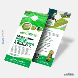 DIY Lawn Care Door Hanger Editable Canva Template