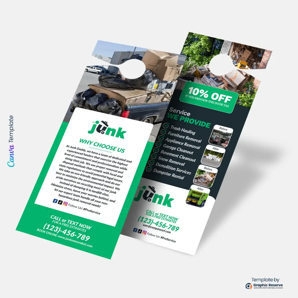 Editable Junk Removal Door Hanger | Canva Template