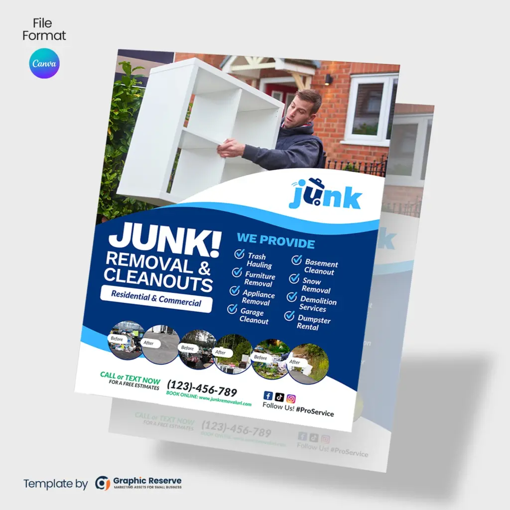 Junk Removal Advertising Flyer Design Canva Template