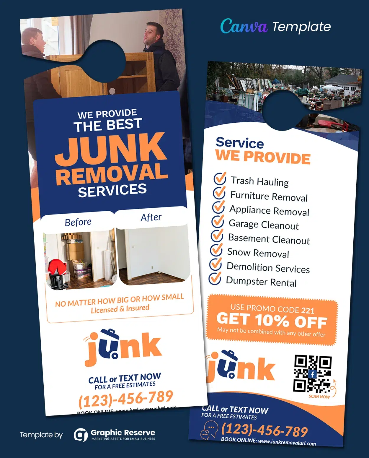 Junk Removal Coupon Door Hanger Canva Template