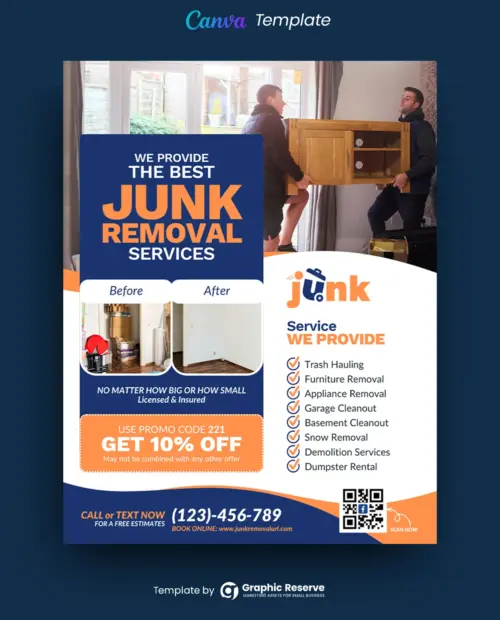 Junk Removal Coupon Flyer Canva Template