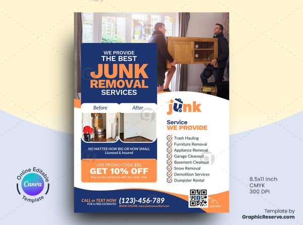 Junk Removal Flyer Canva Template - Graphic Reserve