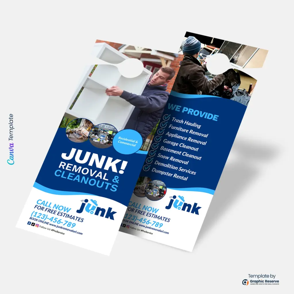 Junk Removal Door Hanger Editable Canva Template