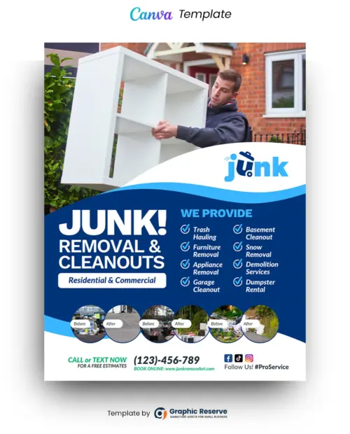 Junk Removal Advertising Flyer Design Canva Template