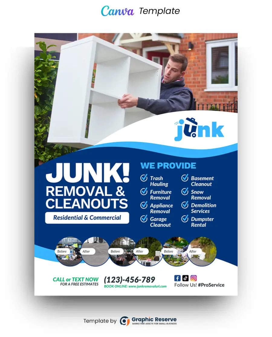 Junk Removal Advertising Flyer Design Canva Template