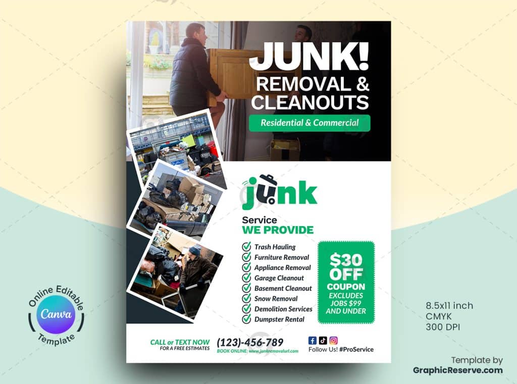 Junk Removal Service Flyer 2v