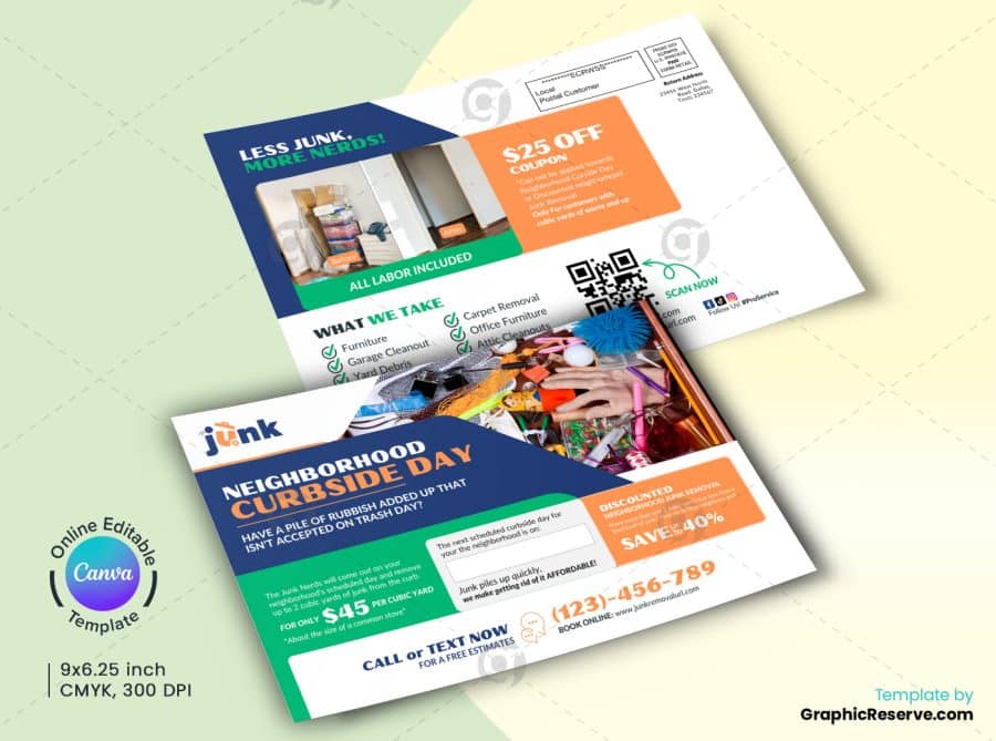 Junk Removal Services Direct Mail EDDM Canva Template F