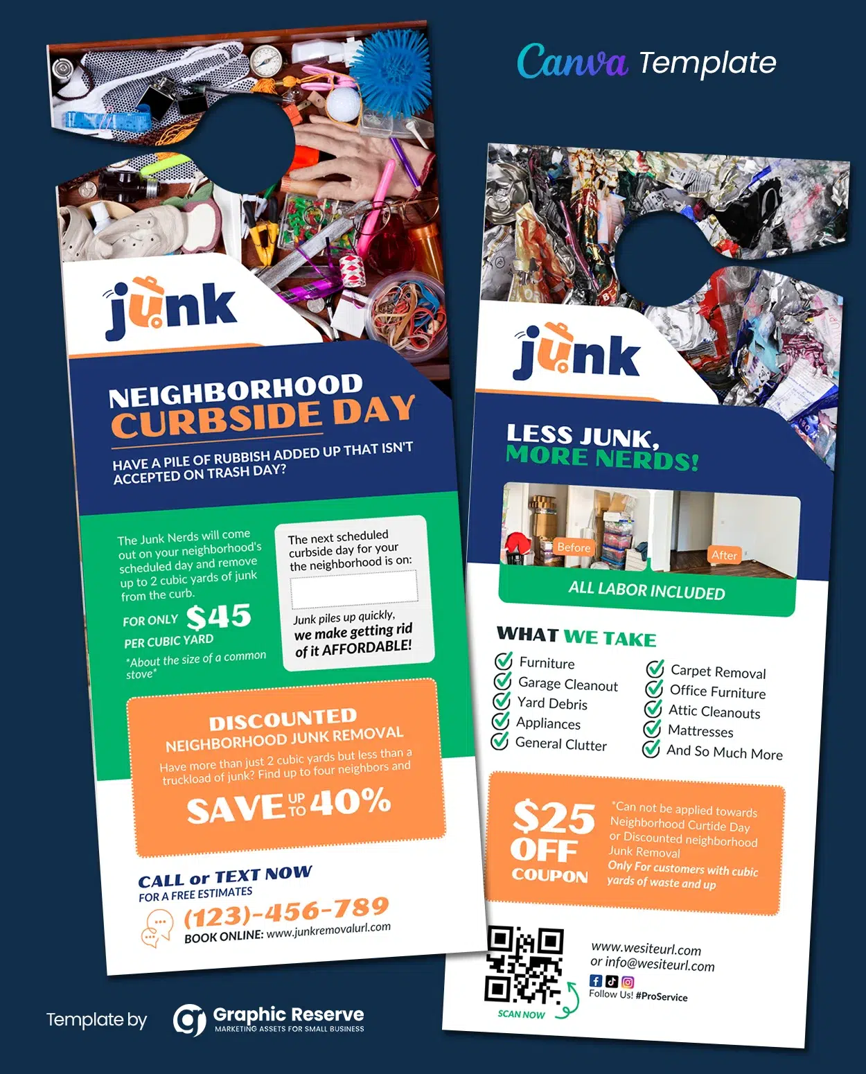 Junk Removal Services Door Hanger Canva Template