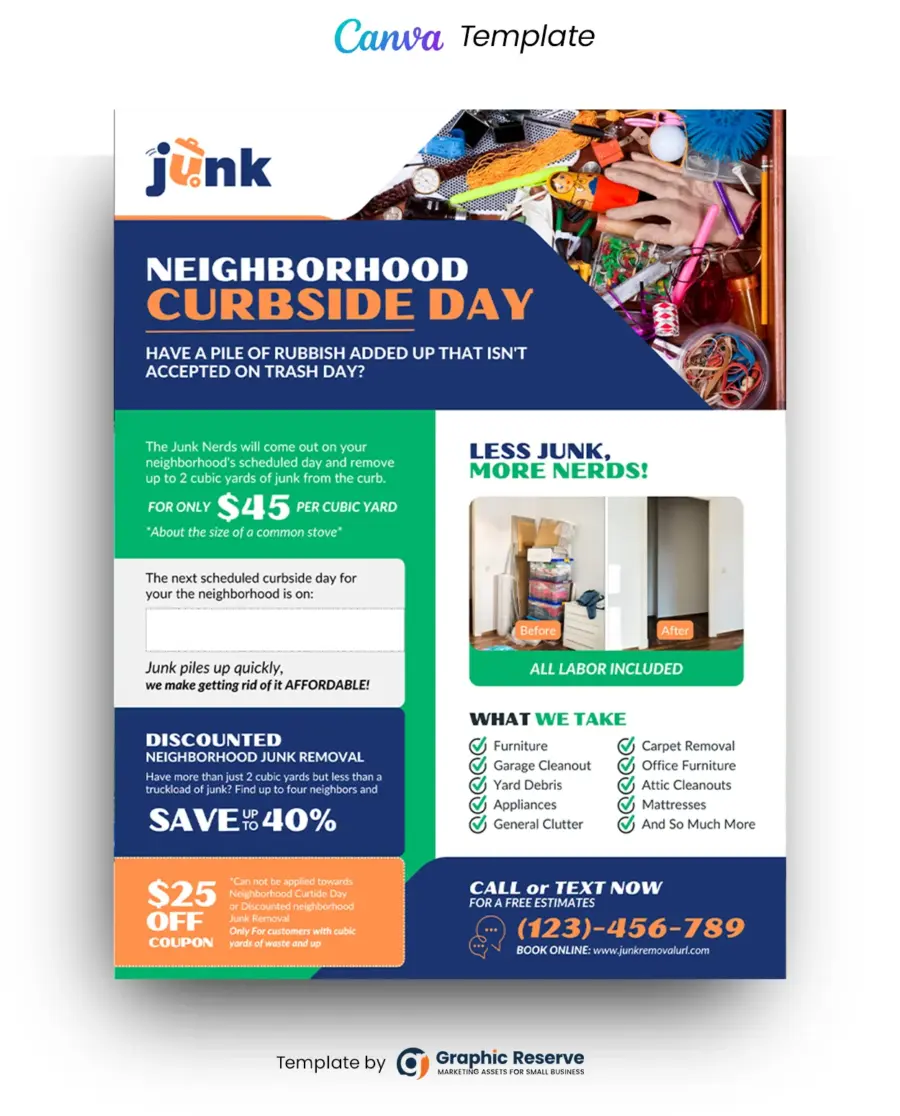 Junk Removal Services Flyer Canva Template