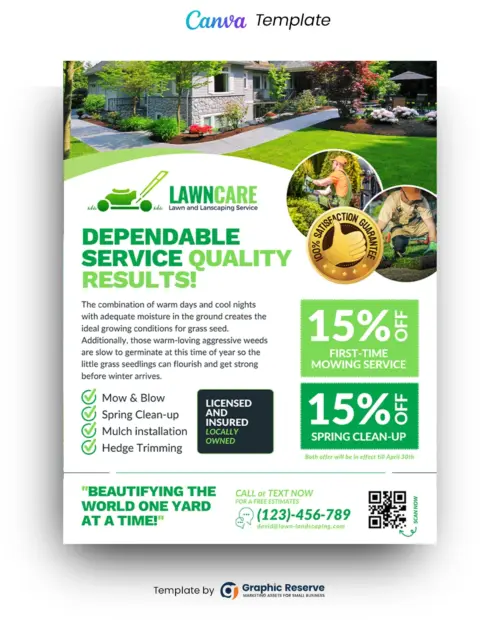 Landscaping Flyer Design Canva Template