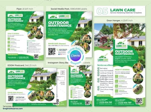 Landscaping Marketing Material Canva Template Bundle