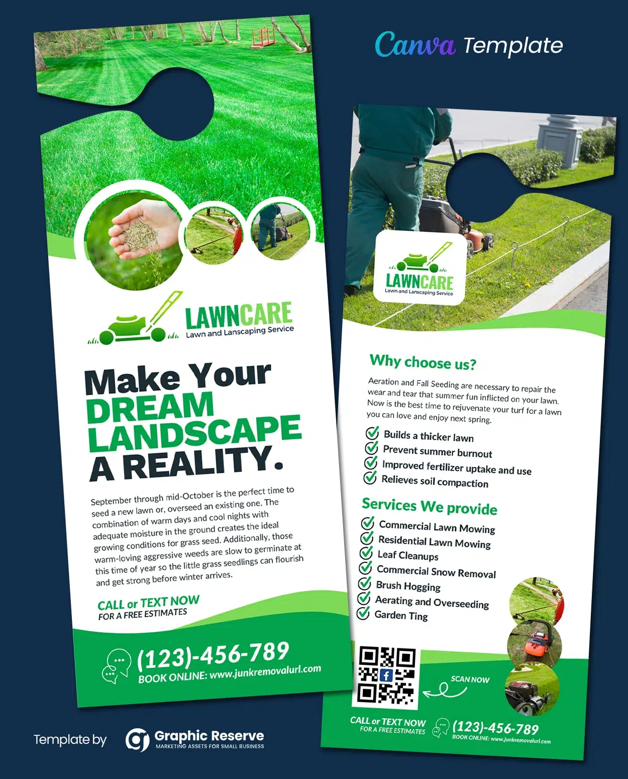Lawn Care Door Hanger Canva Template