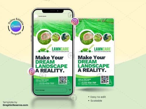 Lawn Care Instagram Story Banner Canva Template