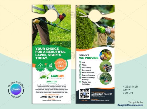 Lawn Care Service Door Hanger Canva Template