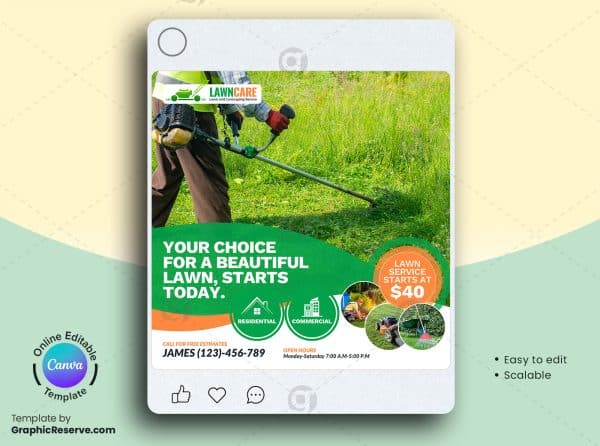 Lawn Care Service Social Media Banner Canva Template