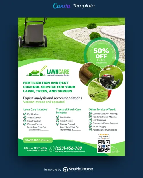 Lawn Care Services Canva Flyer Design