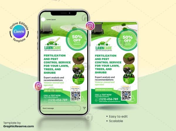 Lawn Care Services Canva Instagram Story Design