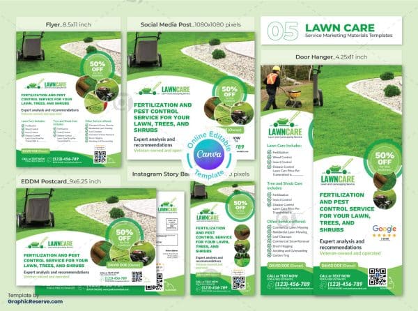 Lawn Care Services Marketing Material Canva Templates Graphic Reserve