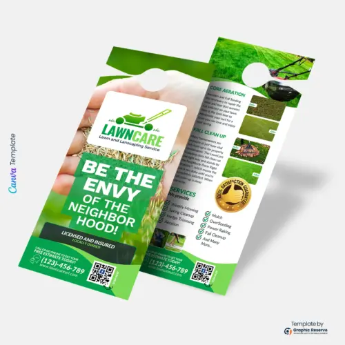 Lawn Care Door Hanger Editable Canva Template