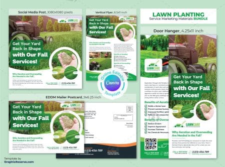 Lawn Planting Service Marketing Material Bundle Canva Design