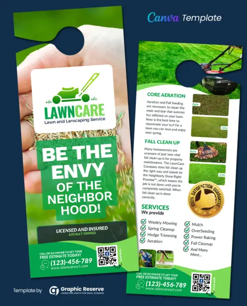 Lawn Service Door Hanger Canva Template