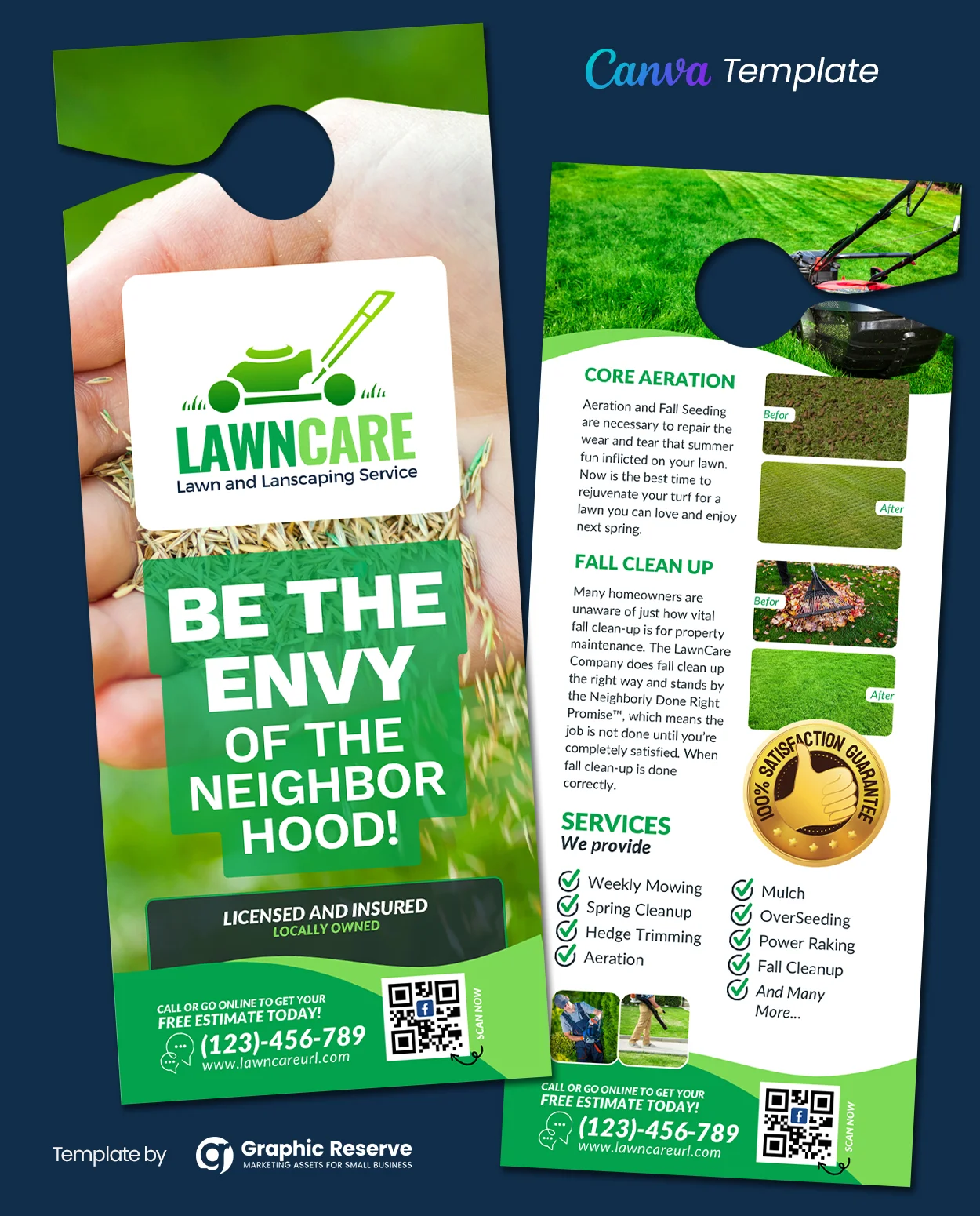 Lawn Service Door Hanger Canva Template