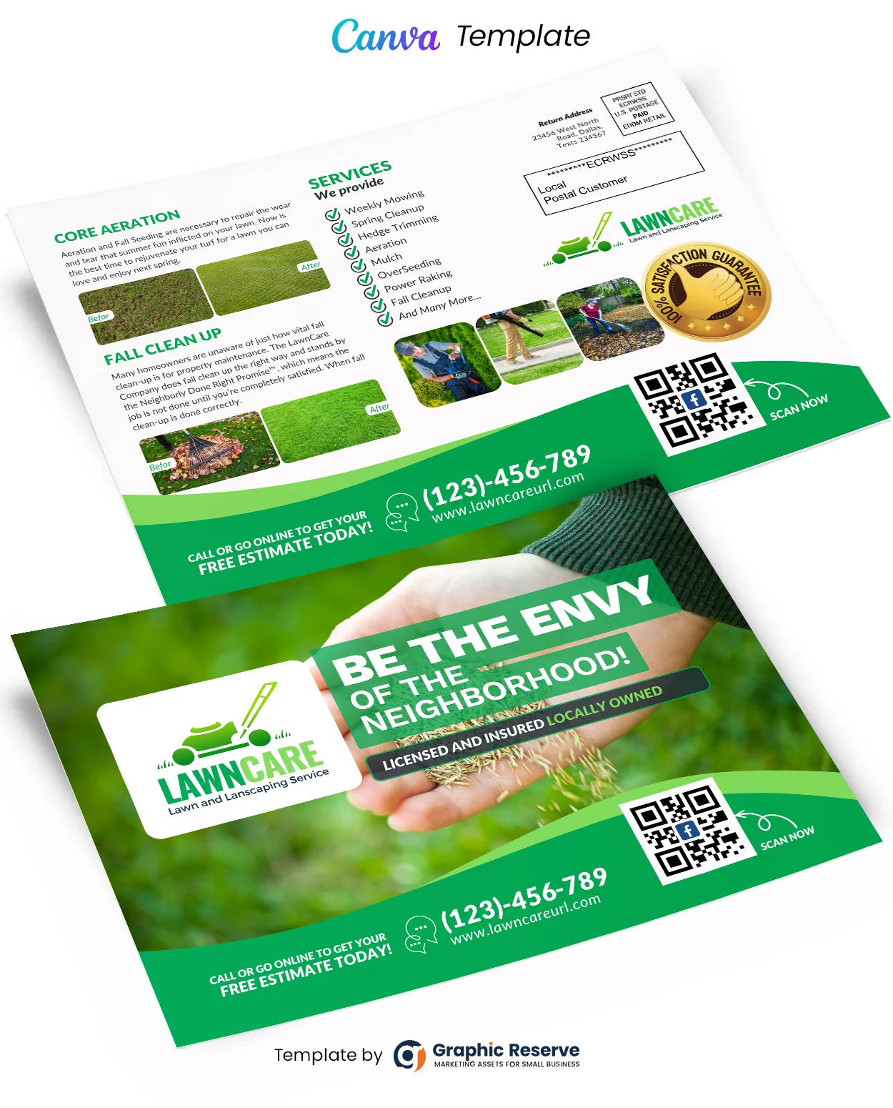 Lawn Service EDDM Postcard Canva Template