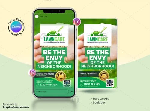 Lawn Service Instagram Story Banner Canva Template