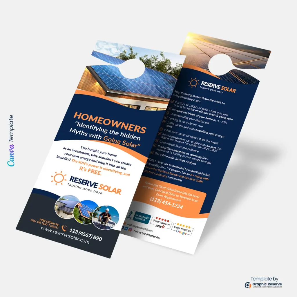 Modern Solar Door Hanger | Effective Canva Lead Gen Template