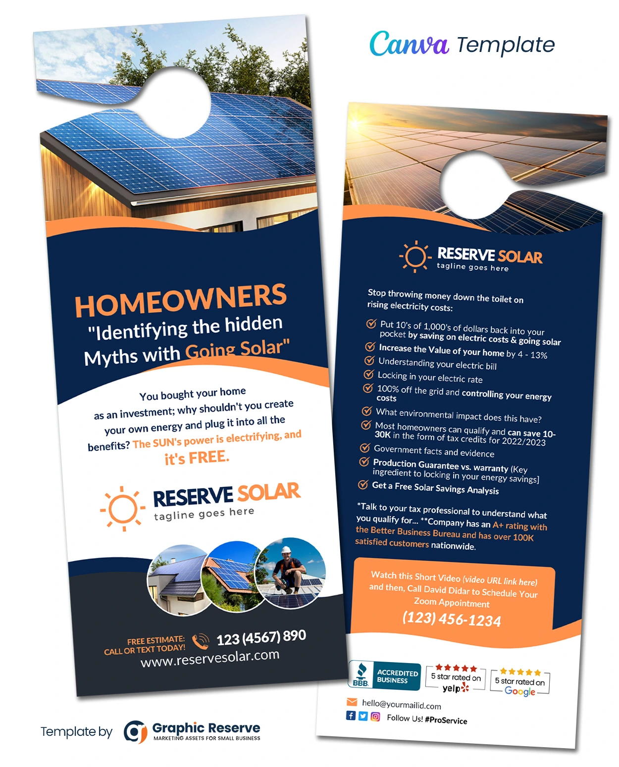 Modern Solar Door Hanger Canva Template for Effective Advertising