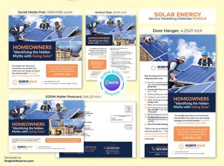 Solar Marketing Materials Canva Template Bundle 2v