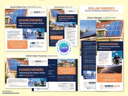 Solar Marketing Materials Canva Template Bundle 3v