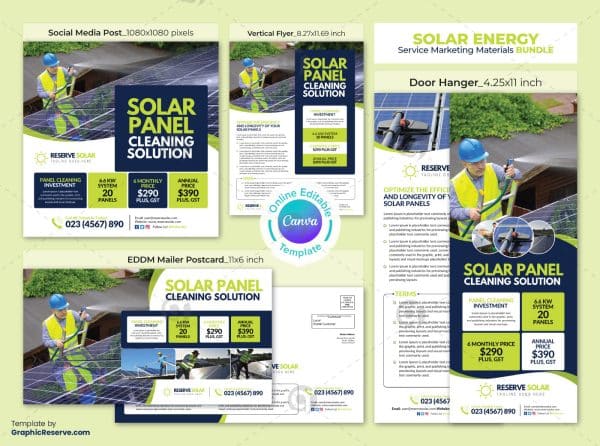 Solar Marketing Materials Canva Template Bundle 4v