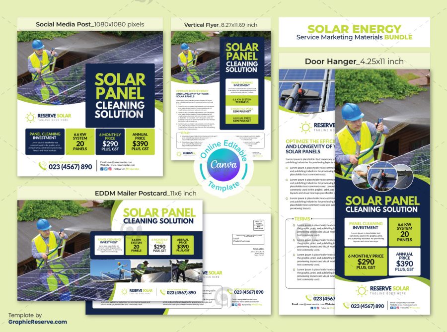 Solar Marketing Materials Canva Template Bundle 4v
