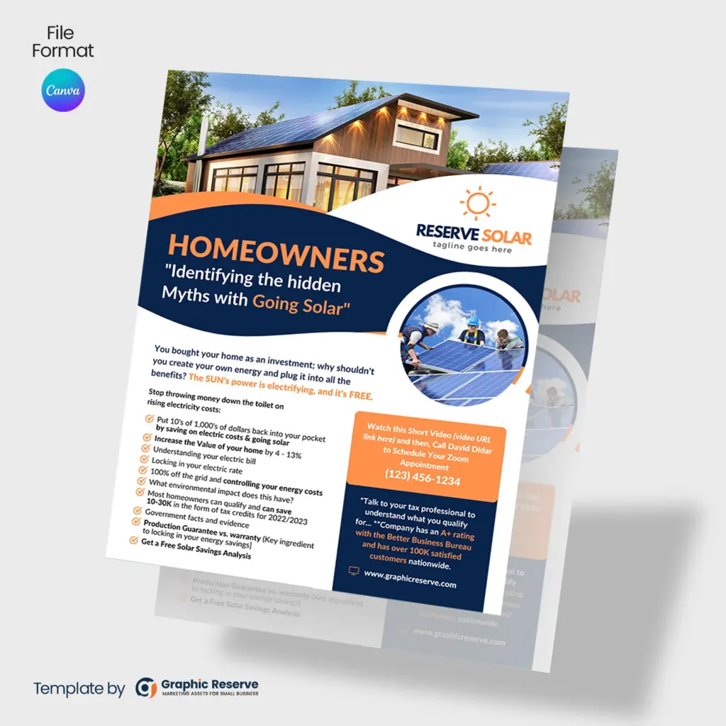 Solar Panel Flyers for Marketing & Advertising-Canva Editable