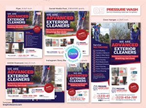 Advance Cleaning Service Canva Marketing Material Bundle Template – Canva template