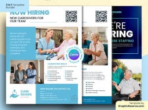 Caregivers Hiring Home Care Canva Flyer 3 in 1 Bundle Template – Canva template