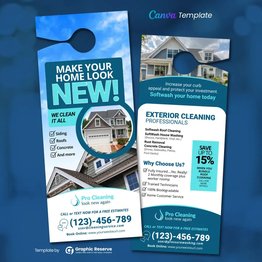 Exterior Cleaning Canva Door Hanger Design