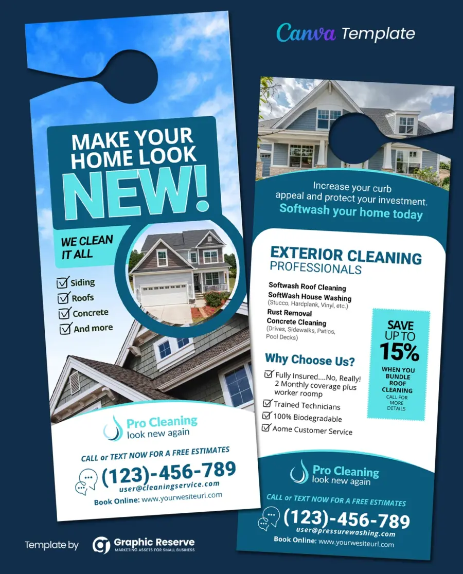 Exterior Cleaning Canva Door Hanger Design