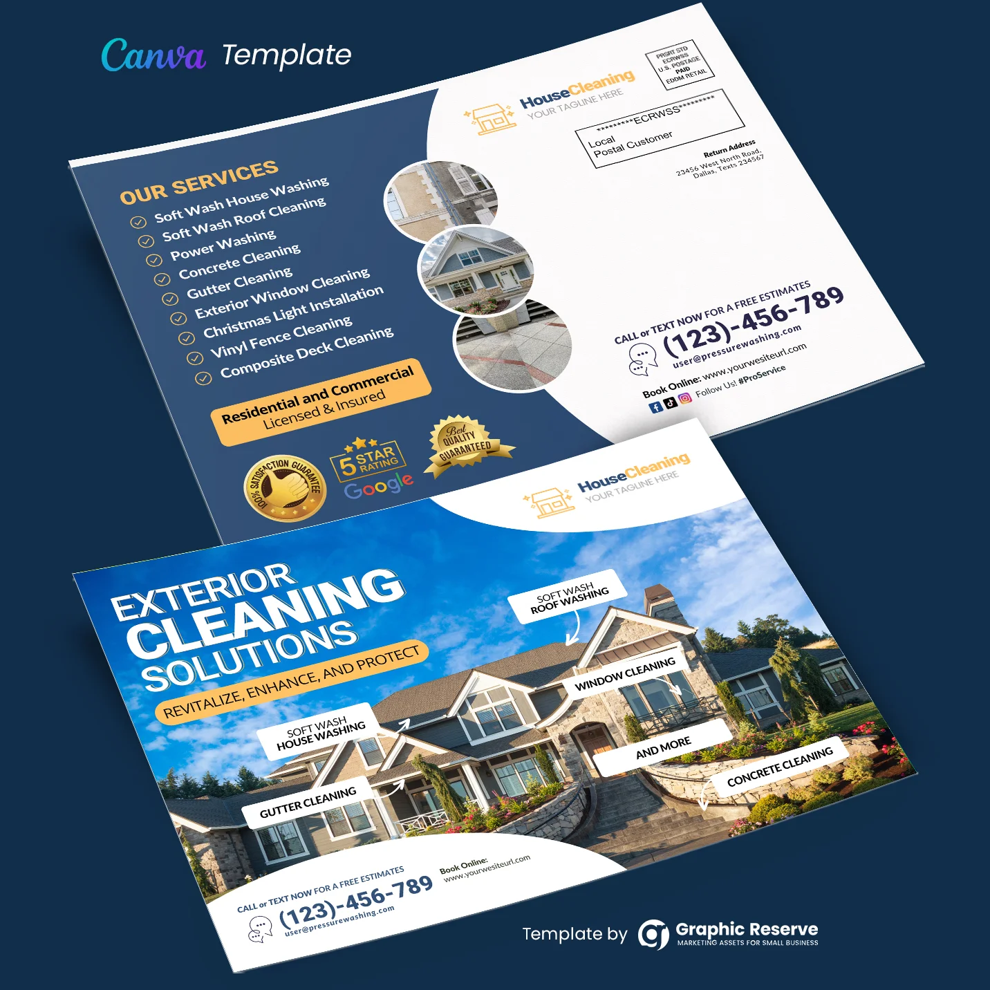 Exterior Cleaning EDDM Mailer Canva Design – Canva template