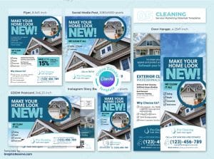 Exterior Cleaning Marketing Material Bundle Canva Template Design – Canva template