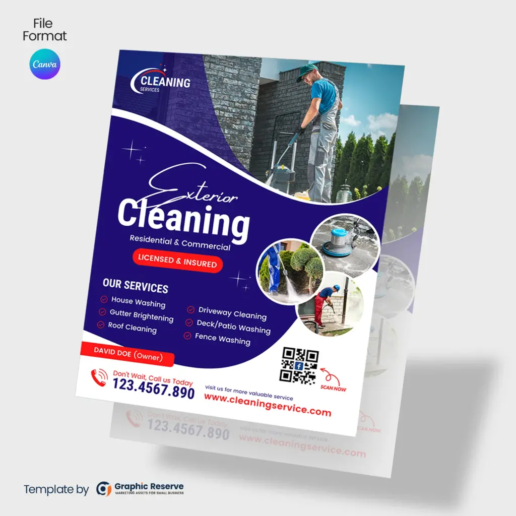 Exterior Cleaning Service Canva Flyer Design for Local Marketing – Canva template