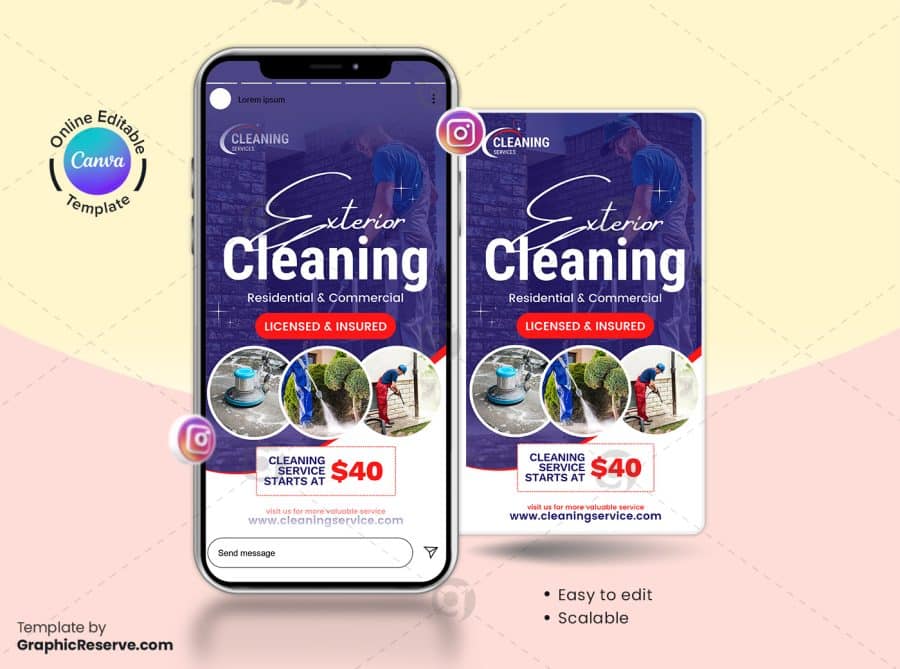 Exterior Cleaning Service Instagram Story Canva Banner